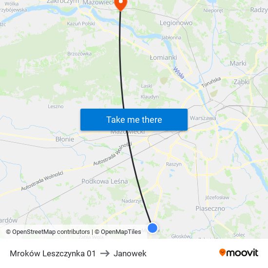 Mroków Leszczynka 01 to Janowek map