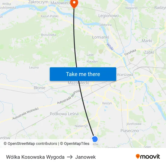 Wólka Kosowska Wygoda to Janowek map