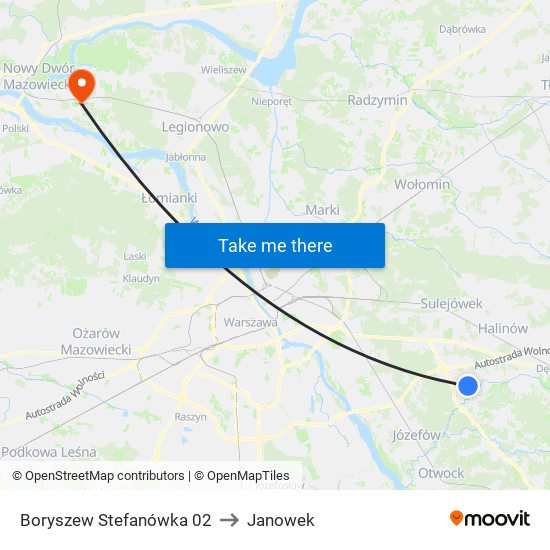 Stefanówka to Janowek map