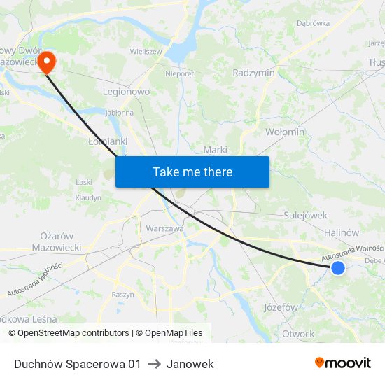 Duchnów Spacerowa 01 to Janowek map