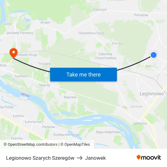 Legionowo Szarych Szeregów to Janowek map