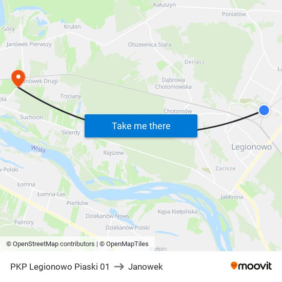 PKP Legionowo Piaski 01 to Janowek map