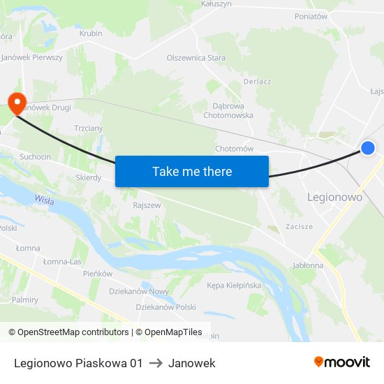 Legionowo Piaskowa 01 to Janowek map