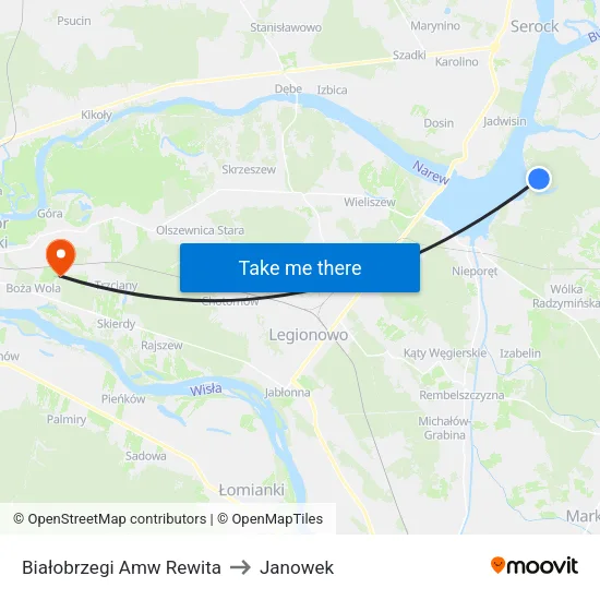 Białobrzegi Amw Rewita to Janowek map