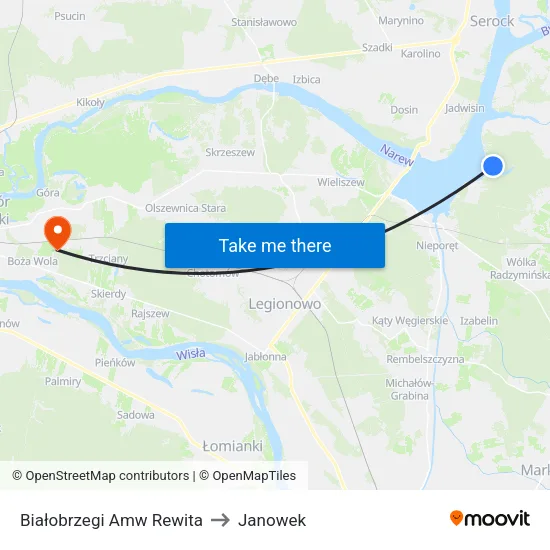 Białobrzegi Amw Rewita to Janowek map