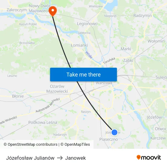 Józefosław Julianów to Janowek map