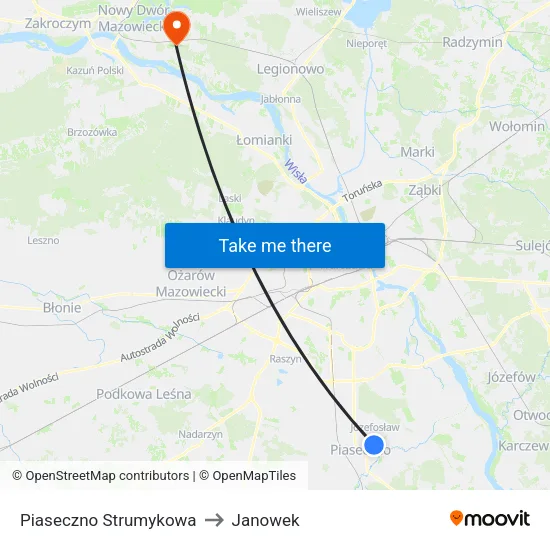 Piaseczno Strumykowa to Janowek map