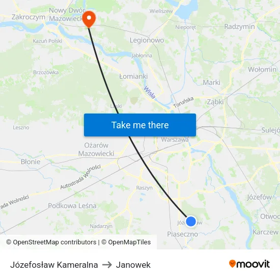 Józefosław Kameralna to Janowek map