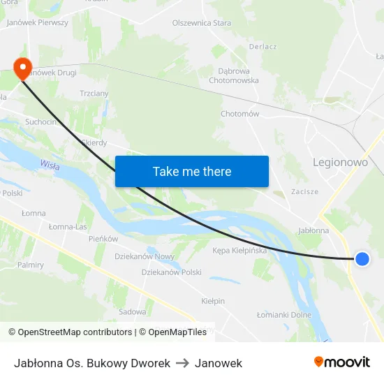 Jabłonna Os. Bukowy Dworek to Janowek map
