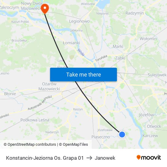 Konstancin-Jeziorna Os. Grapa 01 to Janowek map