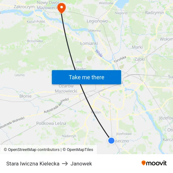 Stara Iwiczna Kielecka to Janowek map