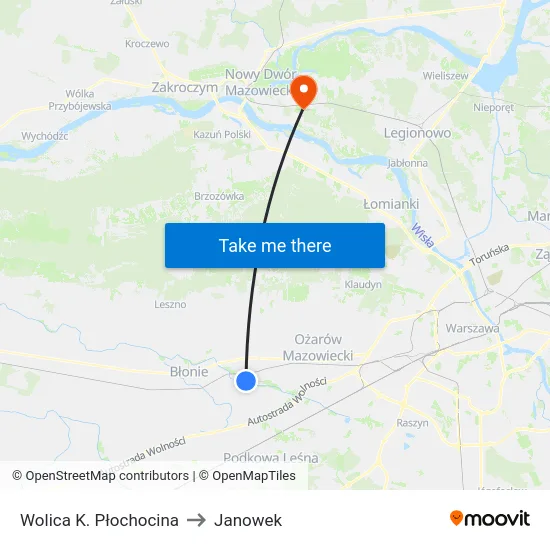 Wolica K. Płochocina to Janowek map