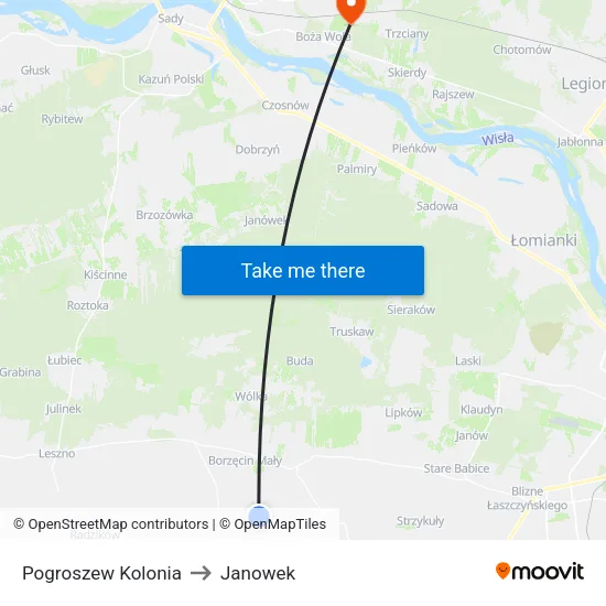 Pogroszew Kolonia to Janowek map