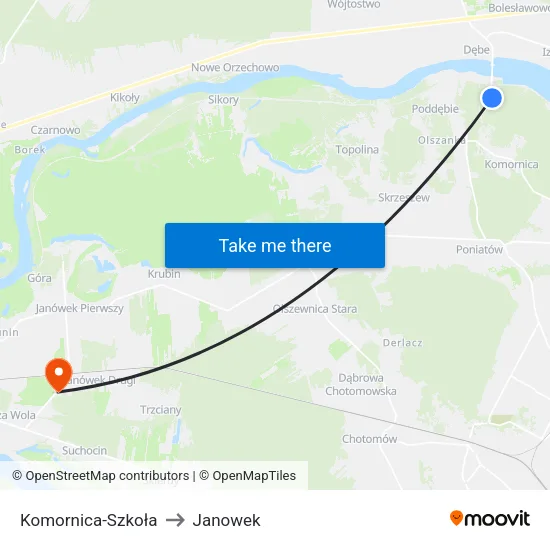 Komornica - Szkoła to Janowek map