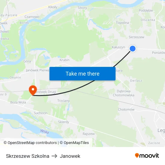 Skrzeszew Szkolna to Janowek map