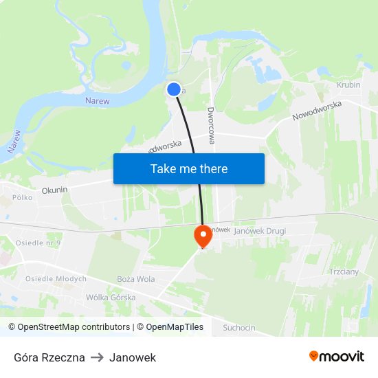 Góra Rzeczna to Janowek map