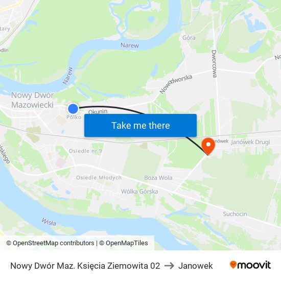 Nowy Dwór Maz. Księcia Ziemowita 02 to Janowek map