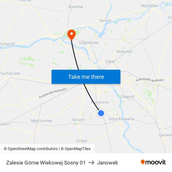 Zalesie Górne Wiekowej Sosny 01 to Janowek map