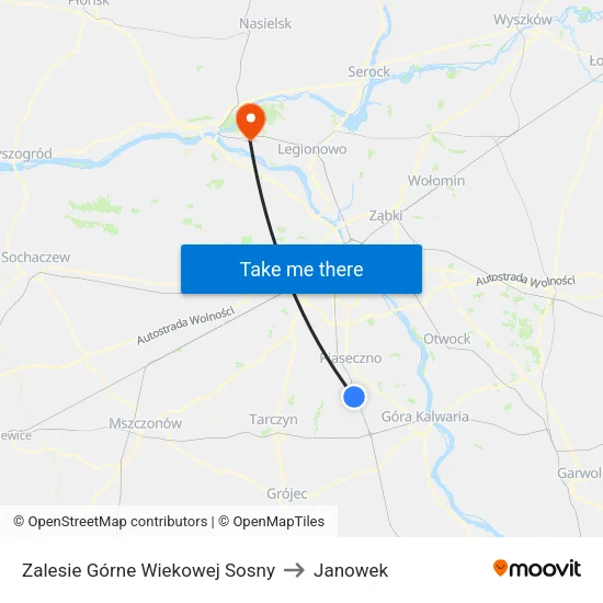 Zalesie Górne Wiekowej Sosny to Janowek map