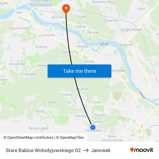 Stare Babice Wołodyjowskiego to Janowek map