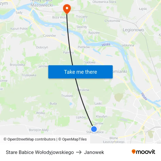 Stare Babice Wołodyjowskiego to Janowek map