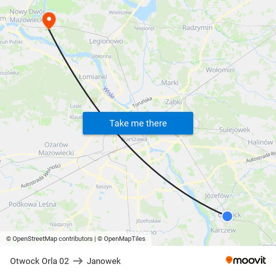 Otwock Orla 02 to Janowek map