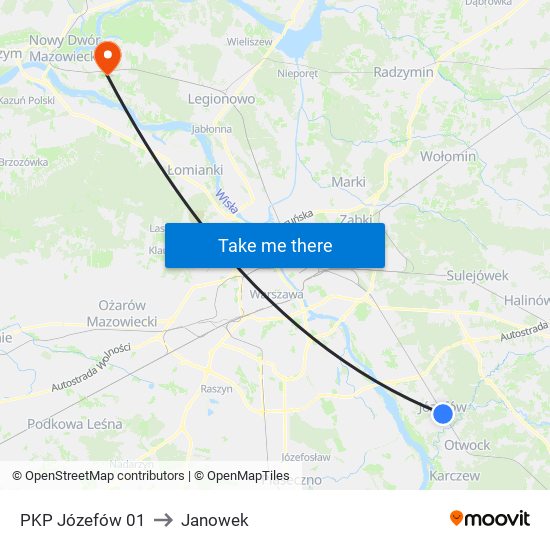 PKP Józefów 01 to Janowek map