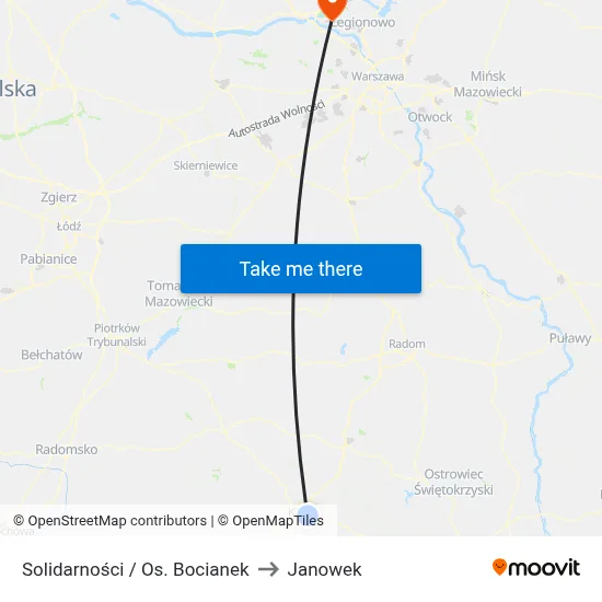Solidarności / Os. Bocianek to Janowek map