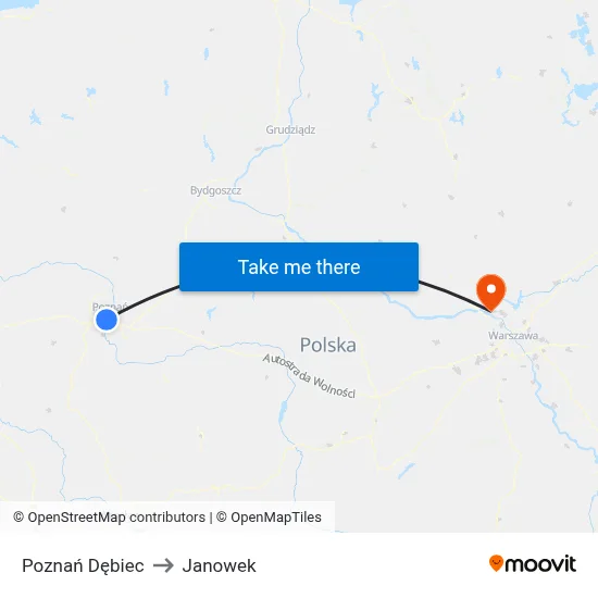 Poznań Dębiec to Janowek map