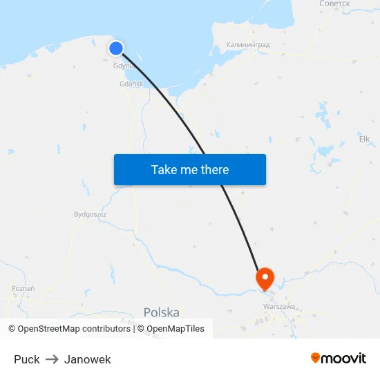 Puck to Janowek map