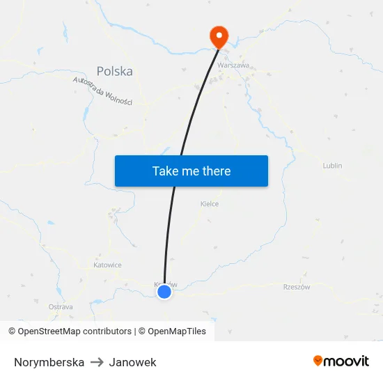 Norymberska to Janowek map