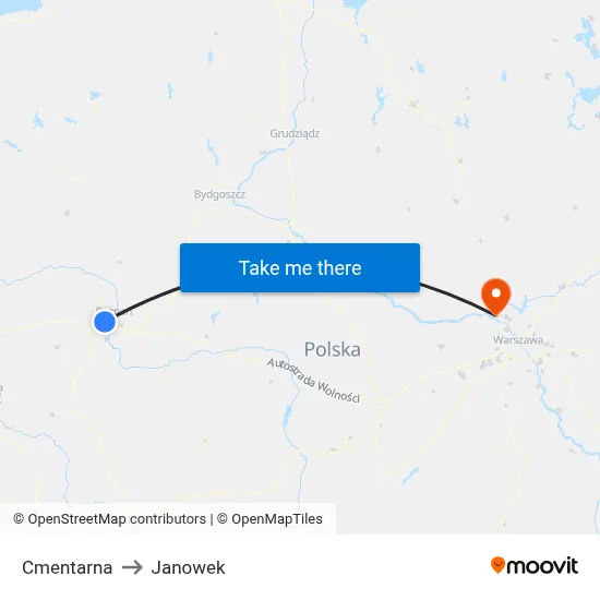 Cmentarna to Janowek map