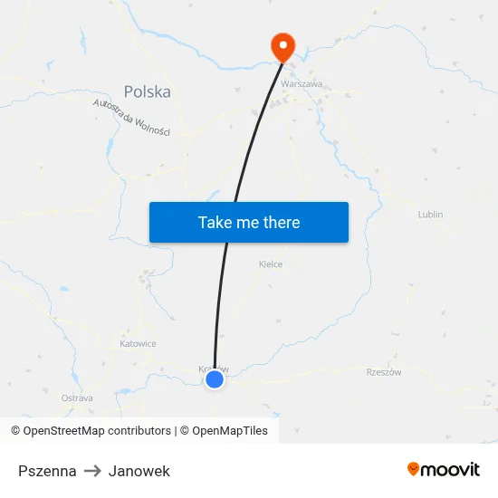 Pszenna to Janowek map