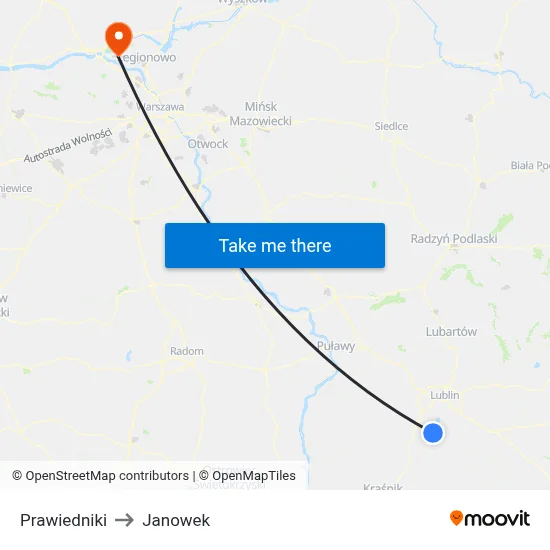 Prawiedniki to Janowek map