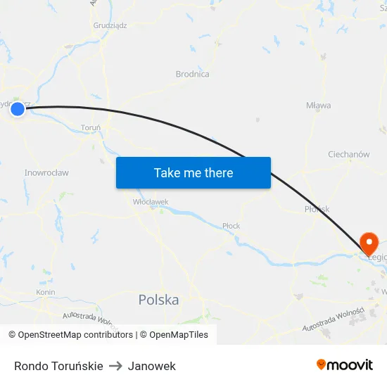Rondo Toruńskie to Janowek map