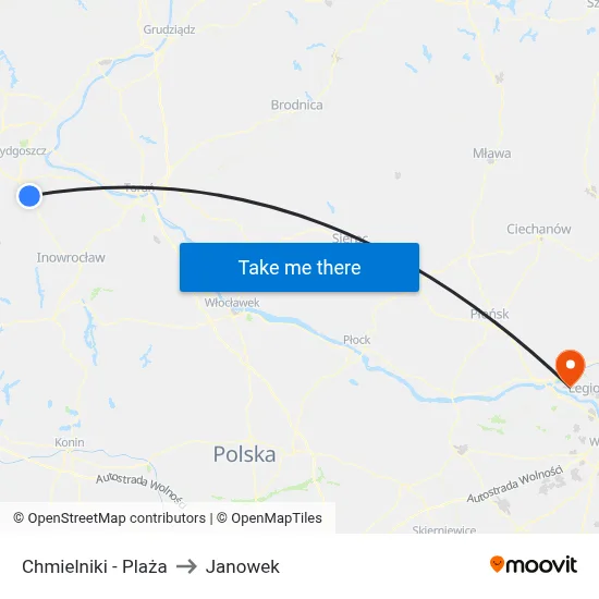 Chmielniki - Plaża to Janowek map
