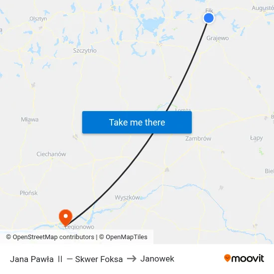 Jana Pawła Ⅱ — Skwer Foksa to Janowek map