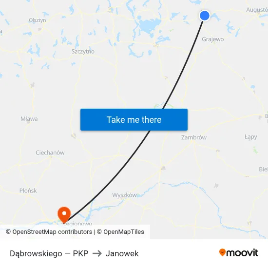 Dąbrowskiego — PKP to Janowek map
