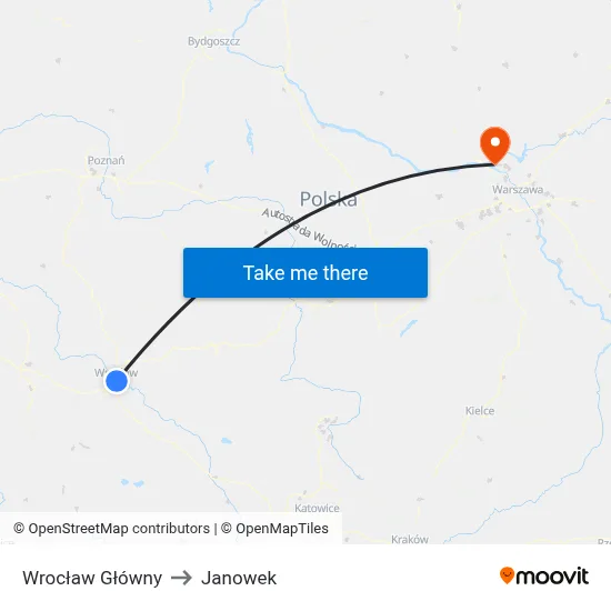 Wrocław Główny to Janowek map