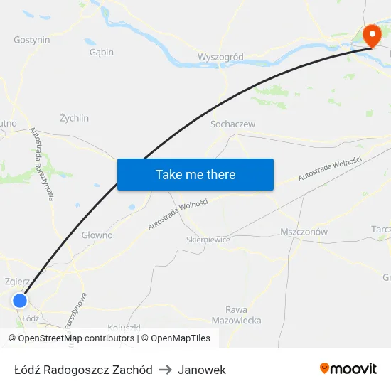 Łódź Radogoszcz Zachód to Janowek map