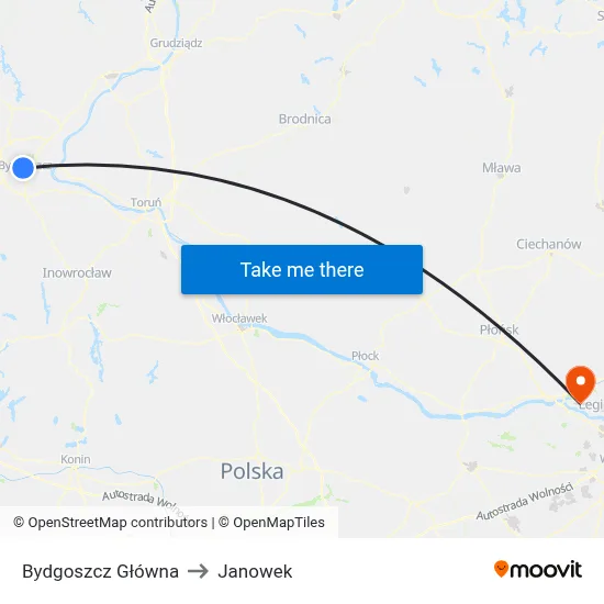 Bydgoszcz Główna to Janowek map
