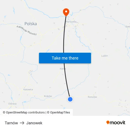 Tarnów to Janowek map