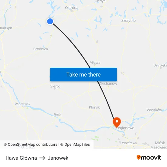 Iława Główna to Janowek map