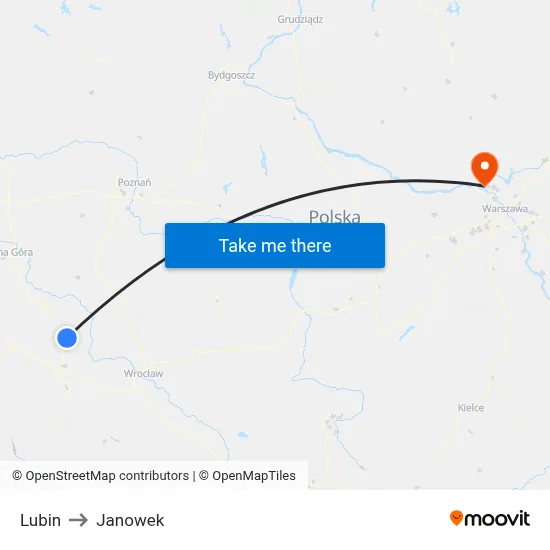 Lubin to Janowek map