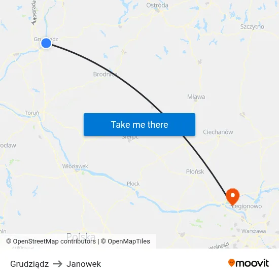 Grudziądz to Janowek map