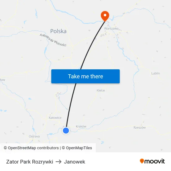Zator Park Rozrywki to Janowek map