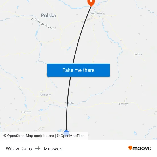 Witów Dolny to Janowek map