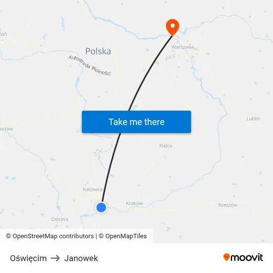 Oświęcim to Janowek map