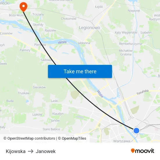 Kijowska to Janowek map