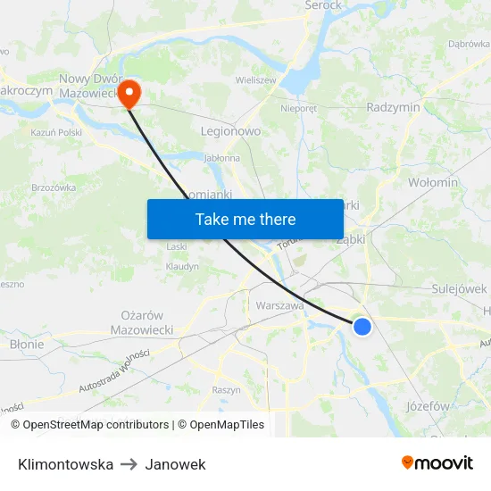 Klimontowska to Janowek map